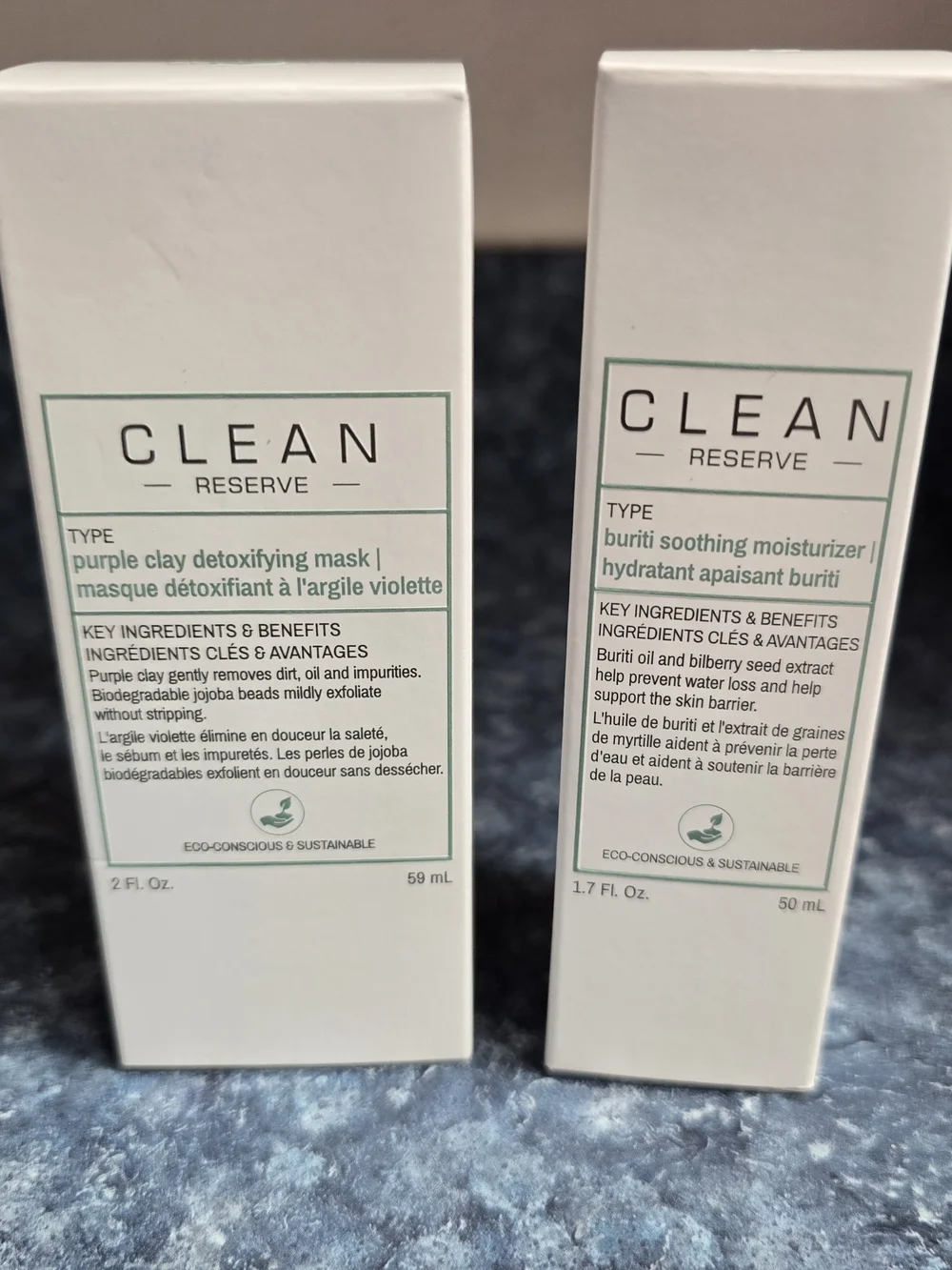 CLEAN RESERVE 2-piece set: Purple clay detoxifying mask 2floz/59ml + Moisturizer